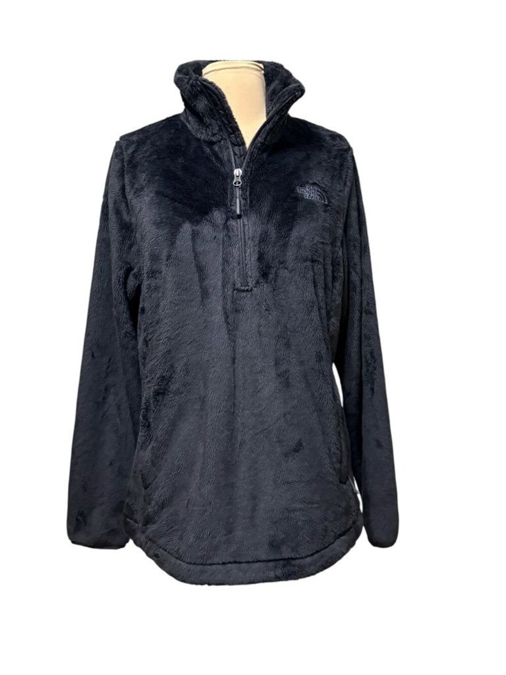 The North Face Osito 1/4-Zip Pullover Fleece Large Black Fluffy Cozy Women EUC